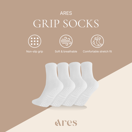 Ares White Grip Socks UK 5+